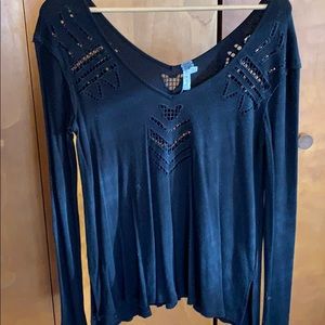 Free People double v cut out knit top